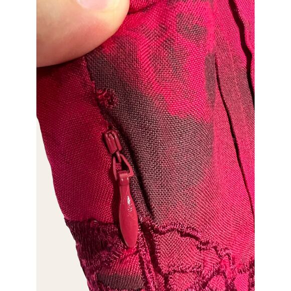 Free People Red Cold-Shoulder Floral Abstract Mini Dress Size 4 - Picture 10 of 12